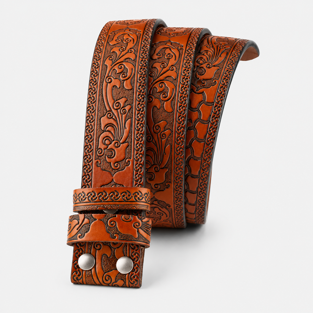 Sangle De Ceinture En Cuir Sans Boucle En Croûte Orange Univers Ceinture