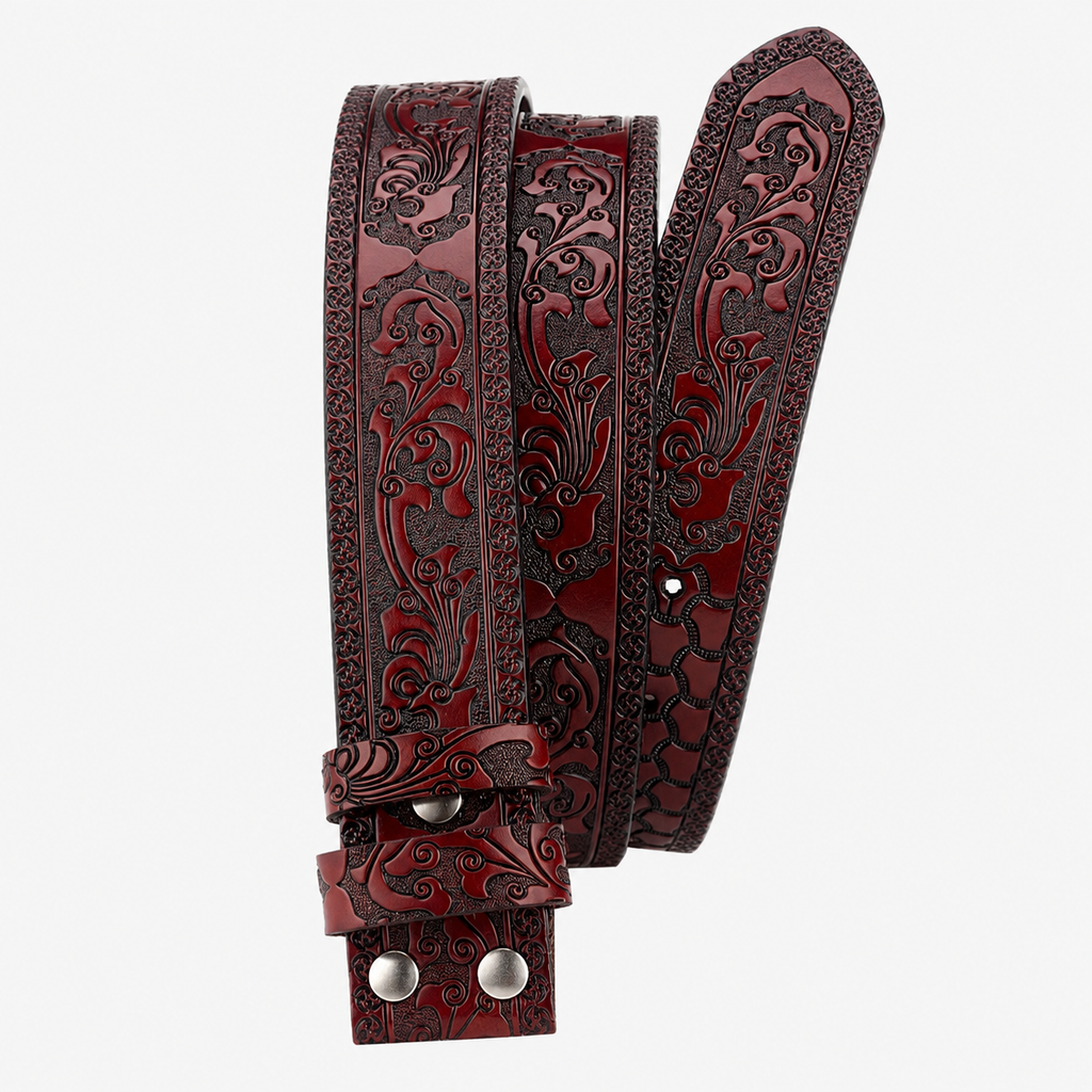 Sangle De Ceinture En Cuir Sans Boucle En Croûte Roux Univers Ceinture