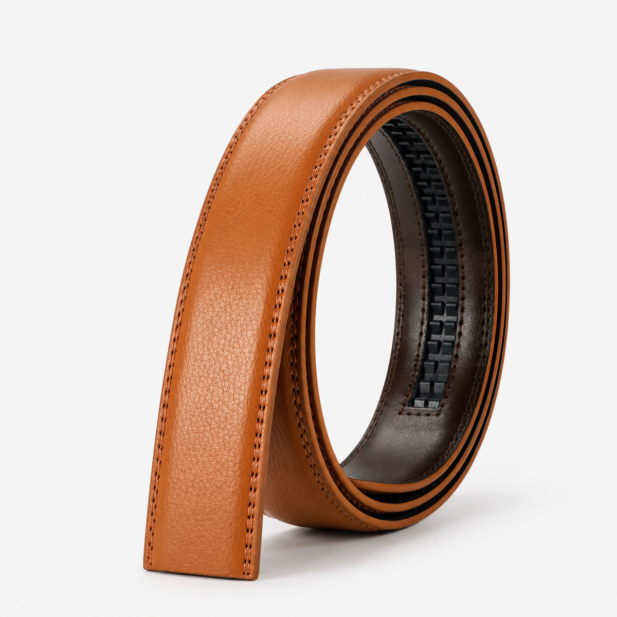 Sangle De Ceinture Sans Boucle En Cuir Orange Univers Ceinture