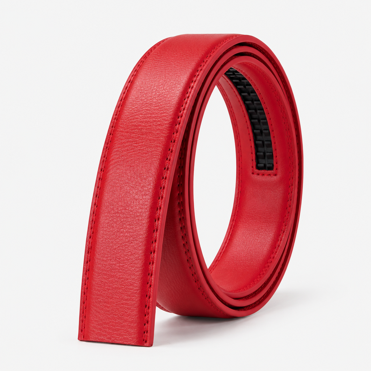 Sangle De Ceinture Sans Boucle En Cuir Rouge Univers Ceinture