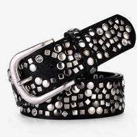Ceinture À Rivets Géométriques En Similicuir
