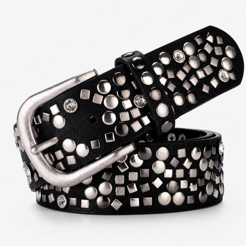 Ceinture À Rivets Géométriques En Similicuir