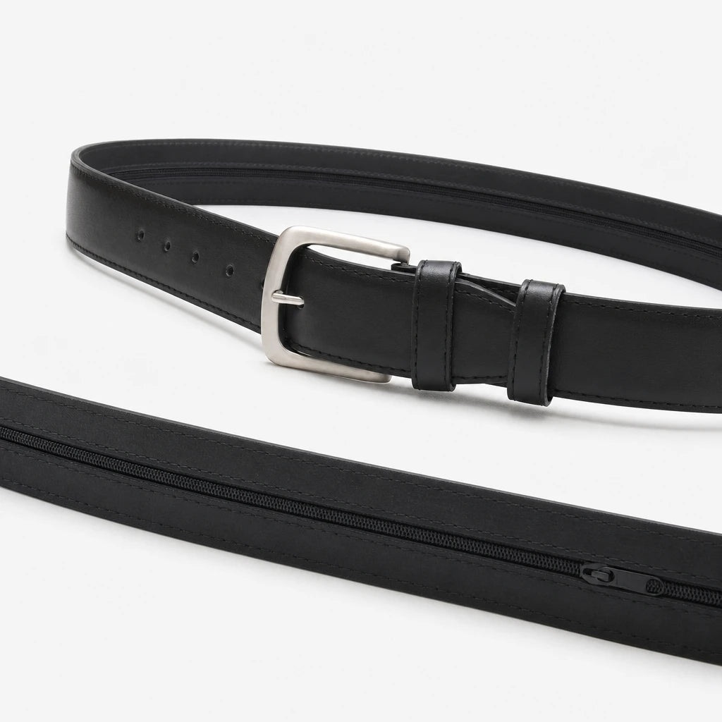 Ceinture Cache-Billets De Sécurité En Simili-Cuir Noir