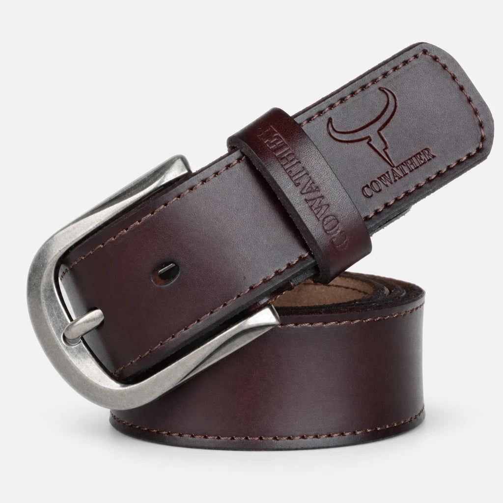 Ceinture En Cuir Marron Homme De Vachette Boucle À Ardillon