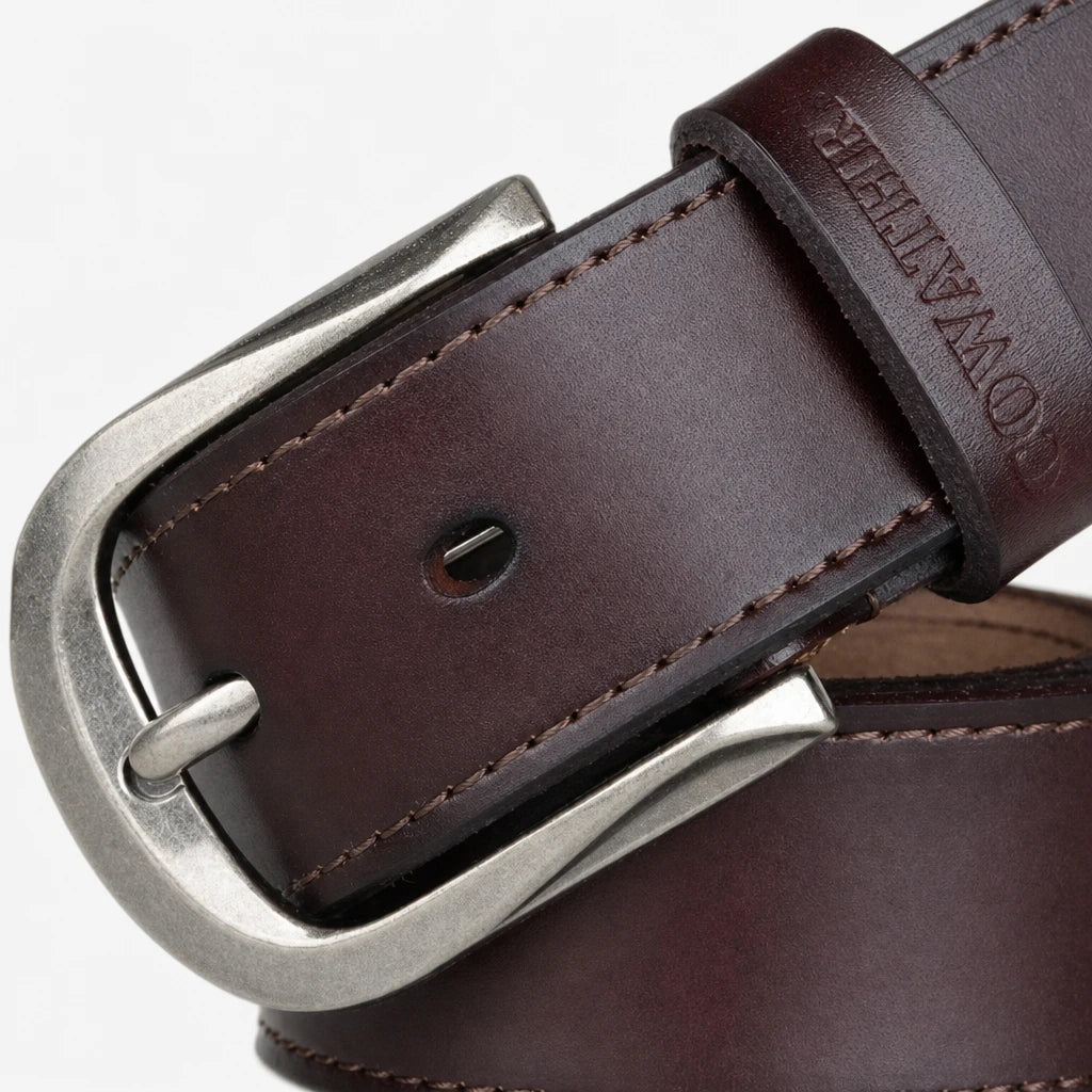 Ceinture En Cuir Marron Homme De Vachette Boucle À Ardillon