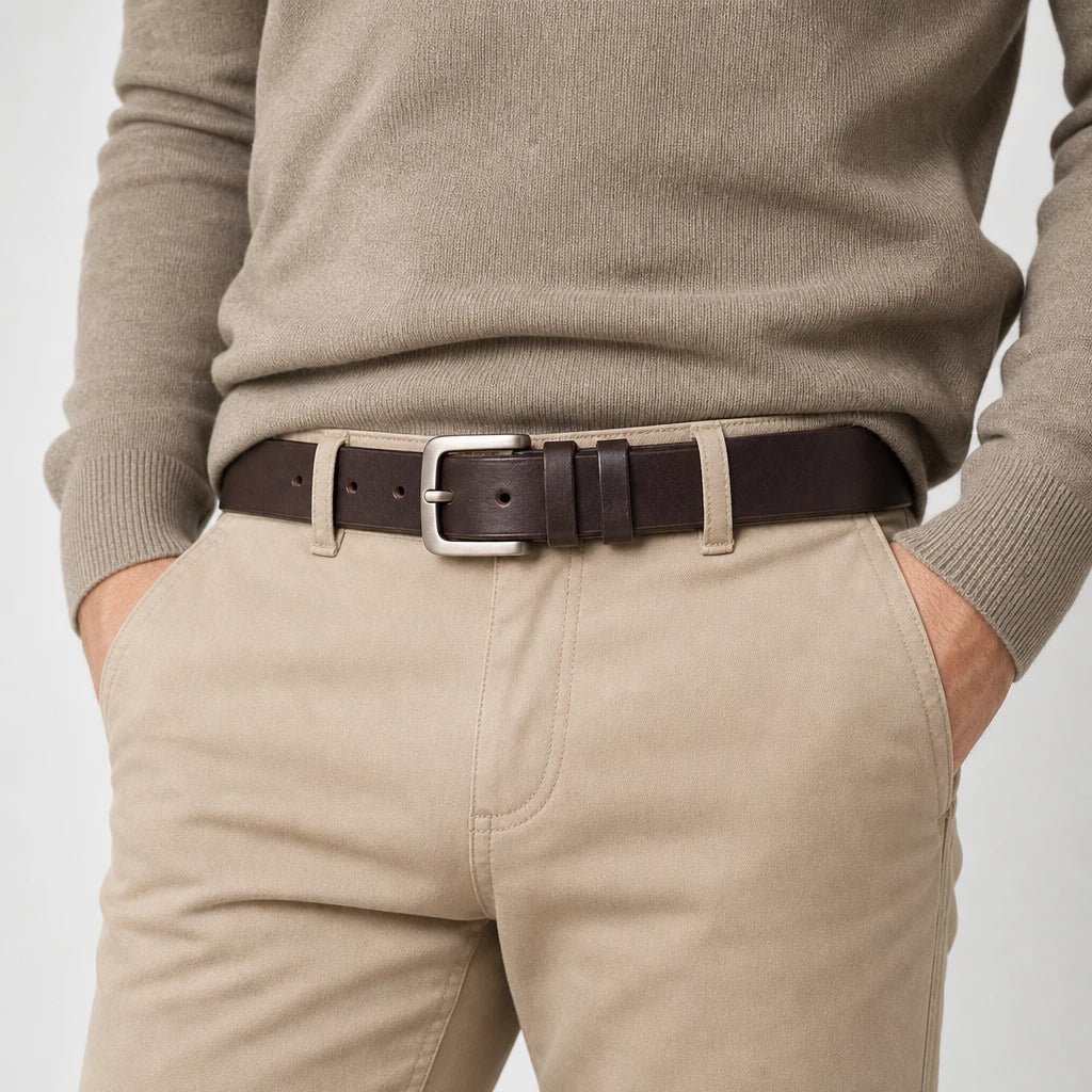 Ceinture En Cuir Pleine Fleur Pour Homme