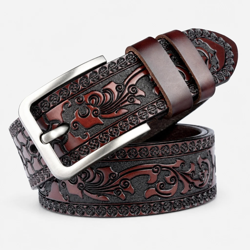 Ceinture En Cuir Sculpté Homme De Vachette Sculptée