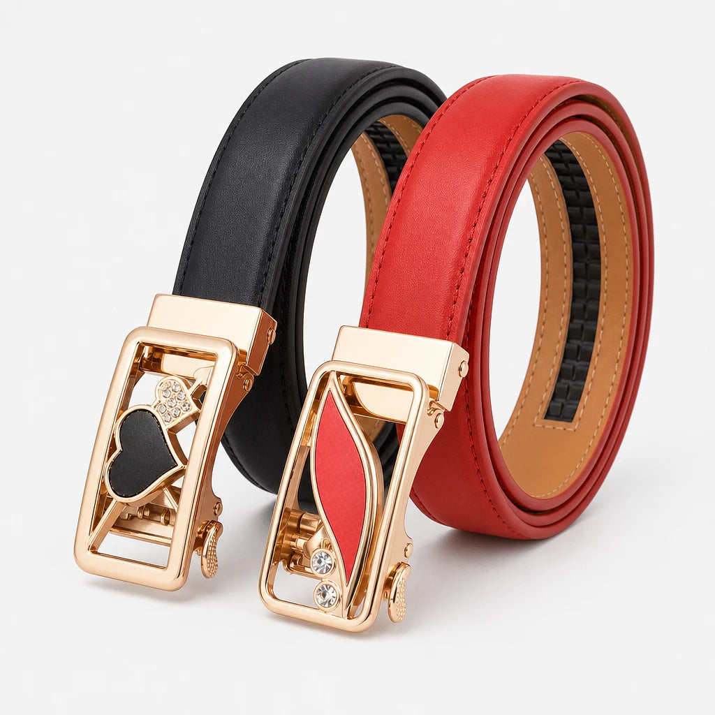 Ceinture Femme À Boucle Automatique En Simili-Cuir