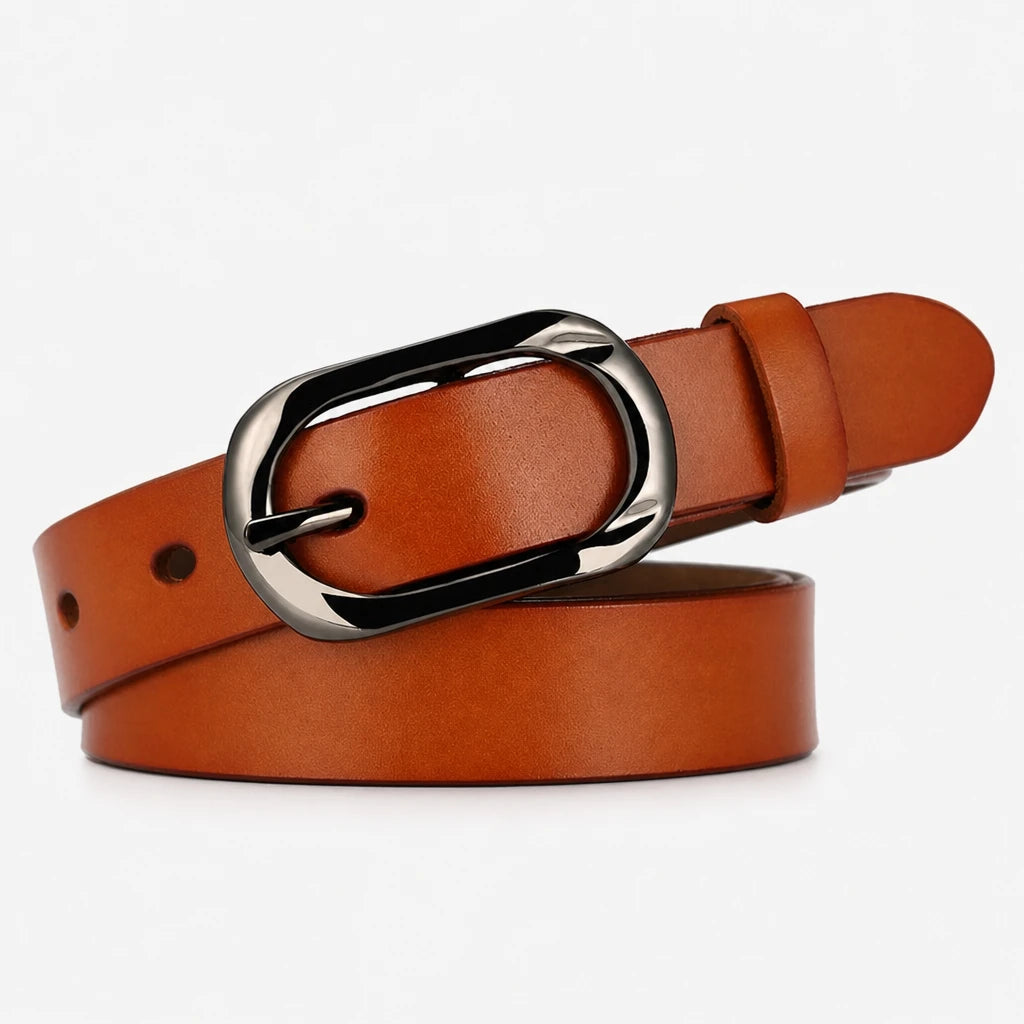 Ceinture Femme En Cuir De Vachette Avec Boucle Ovale