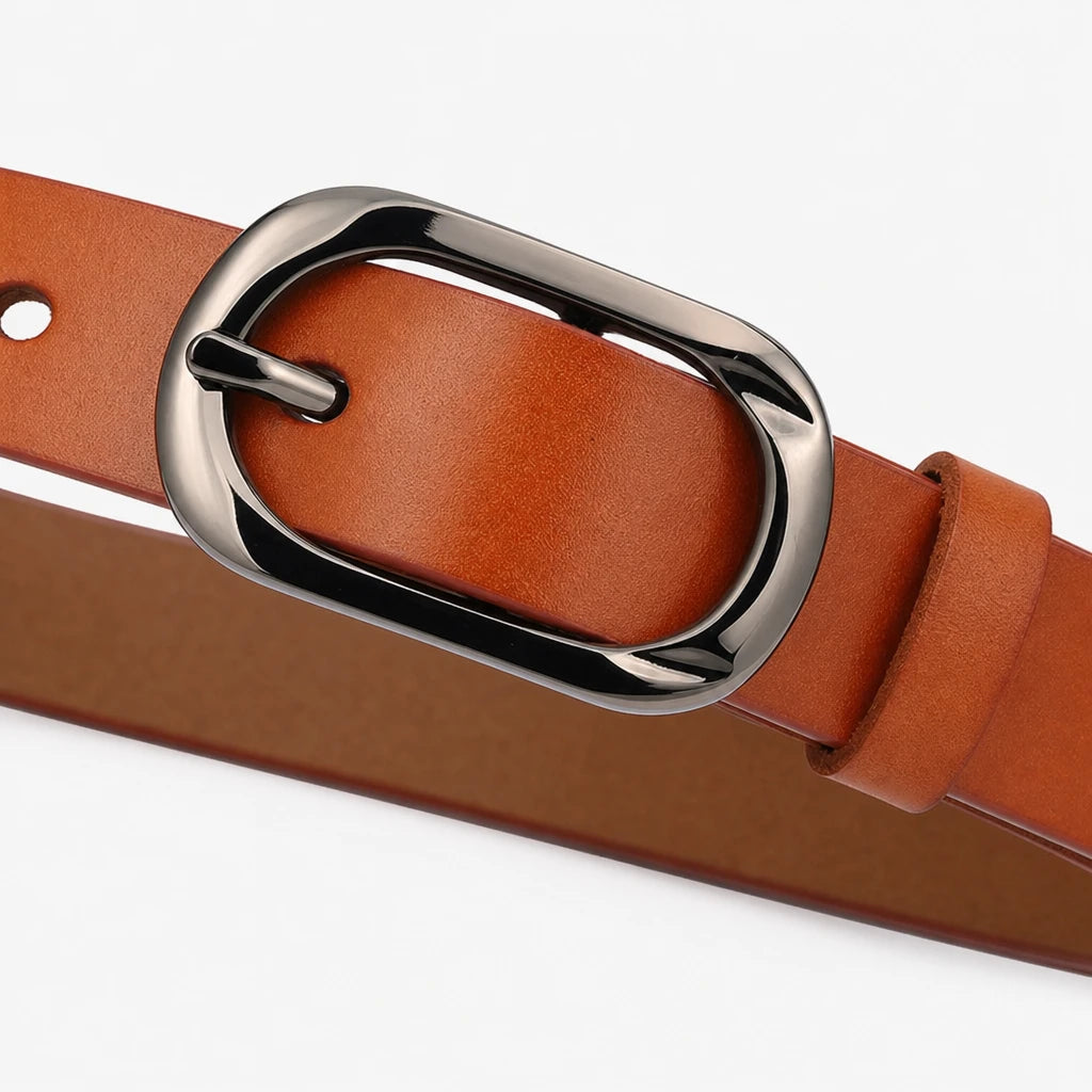 Ceinture Femme En Cuir De Vachette Avec Boucle Ovale