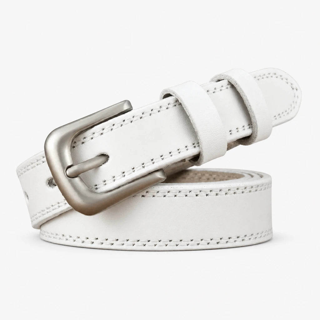 Ceinture Fine En Cuir Blanc