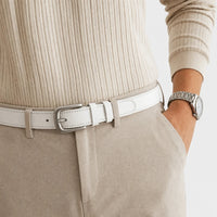 Ceinture Fine En Cuir Blanc
