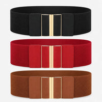 Ceinture Large Élastique Pour Robe À Boucle Dorée