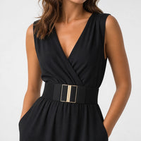 Ceinture Large Élastique Pour Robe À Boucle Dorée