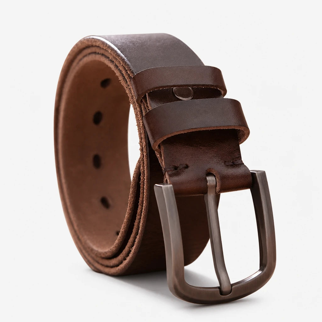 Ceinture Marron En Cuir De Vachette, Largeur 3,8 Cm