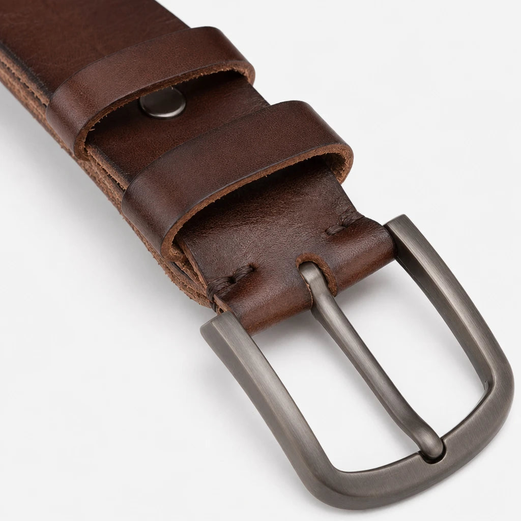 Ceinture Marron En Cuir De Vachette, Largeur 3,8 Cm