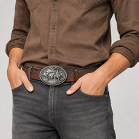 Ceinture Marron En Simili-Cuir Avec Boucle Cowboy Western