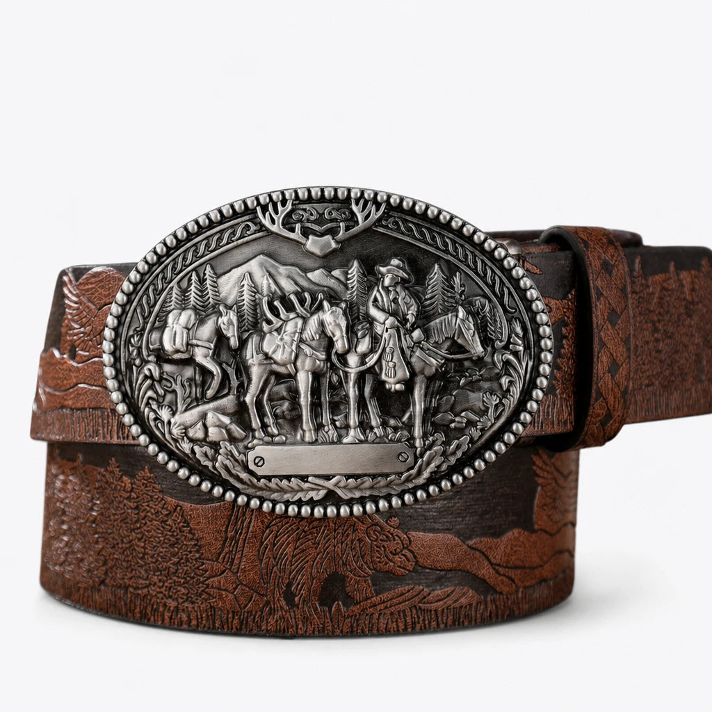 Ceinture Marron En Simili-Cuir Avec Boucle Cowboy Western