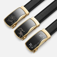 Ceinture Noire Femme Boucle Automatique Noir Et Doré