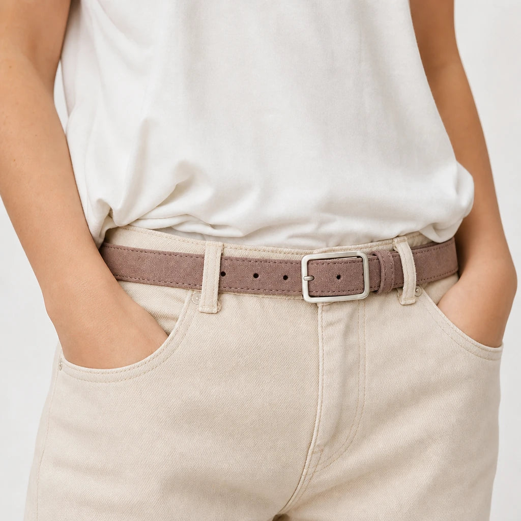 Ceintures Été Effet Givré Boucle Carrée Argentée