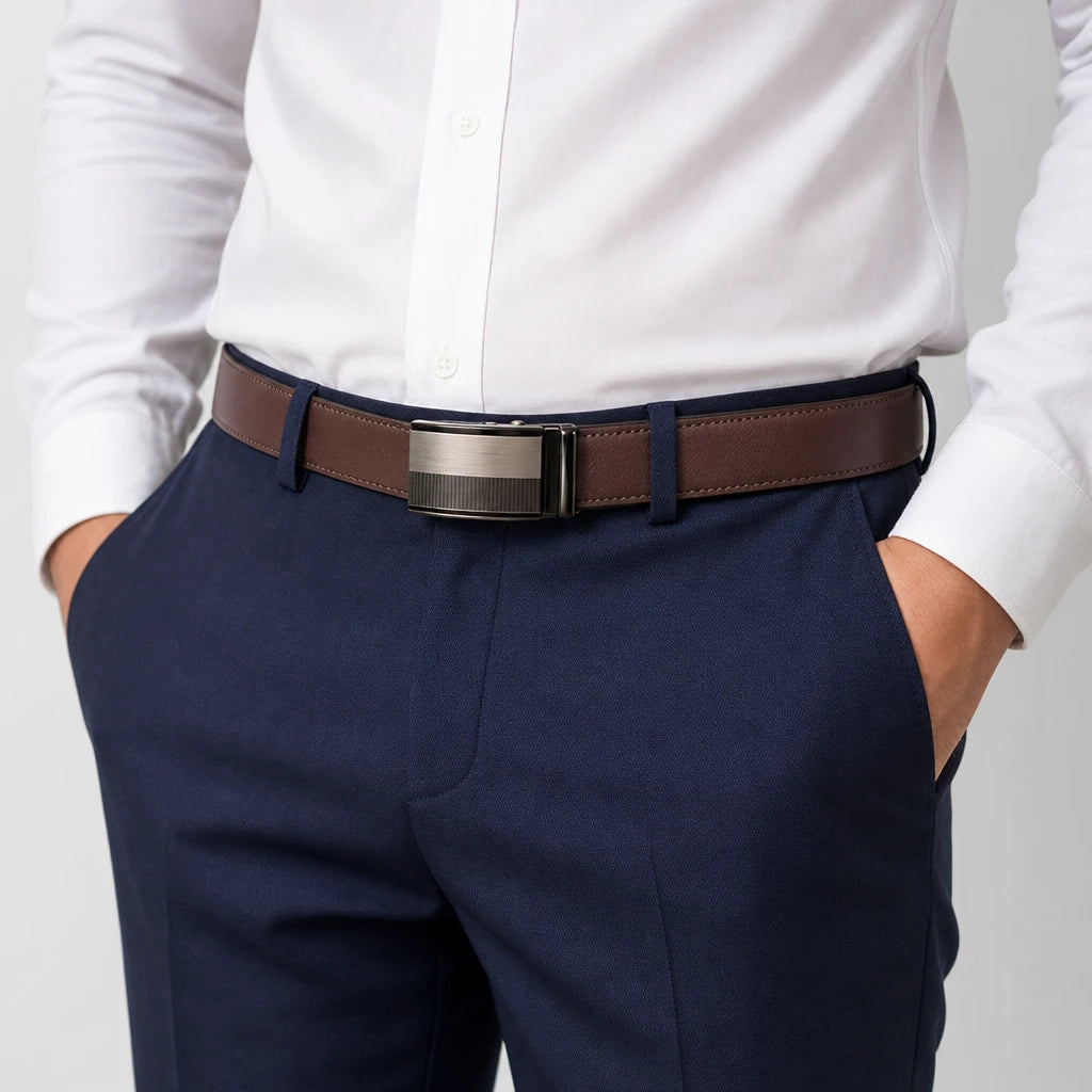 Cran De Ceinture En Cuir Boucle Automatique
