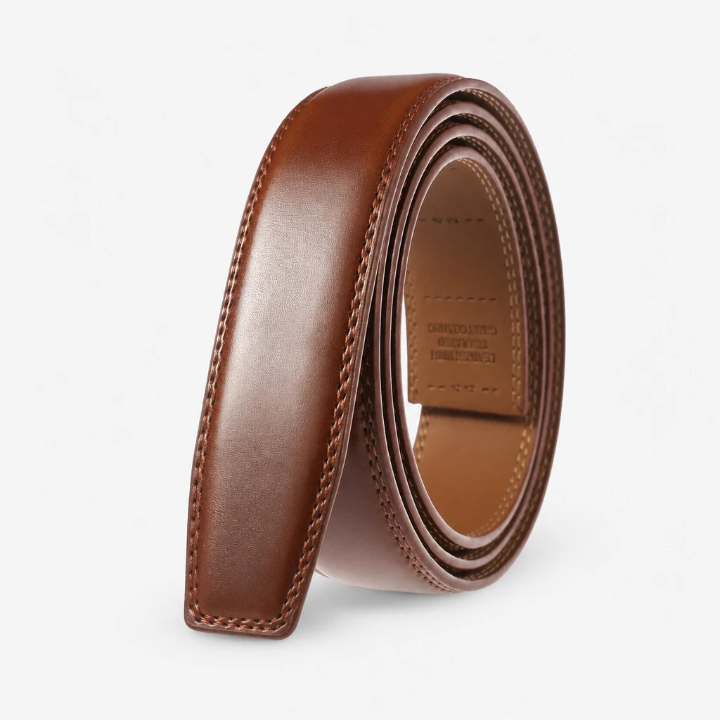 Sangle De Ceinture Marron Sans Boucle En Cuir De Vachette